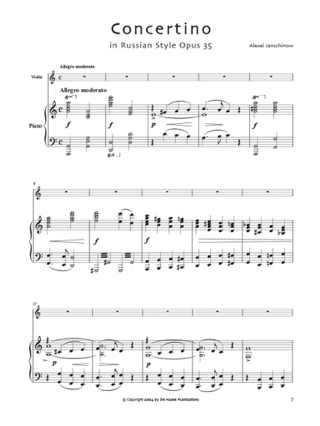 Concertino In Russian Style Op. 35 - Alexei Janschinow - Partition